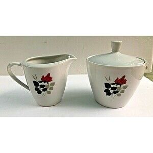 Vintage Seltmann Weiden  Bavaria German Sugar Bowl w/ Lid & Creamer Red Rose